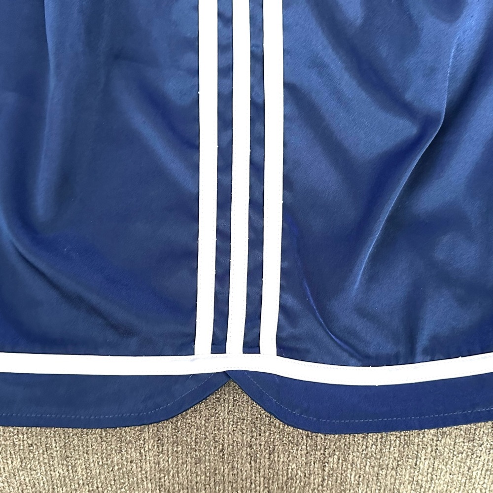 Adidas Navy Blue Satin 3 Stripe Soccer Athletic Shorts Sz. L - Picture 2 of 9